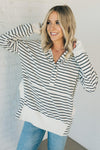 Striped Snap Front Lounge Hoodie