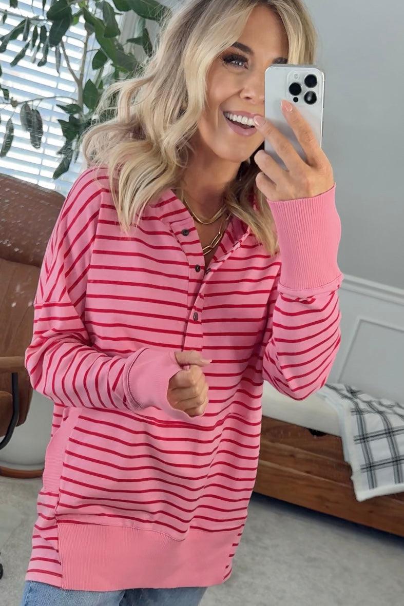 Striped Snap Front Lounge Hoodie – RubyClaire Boutique