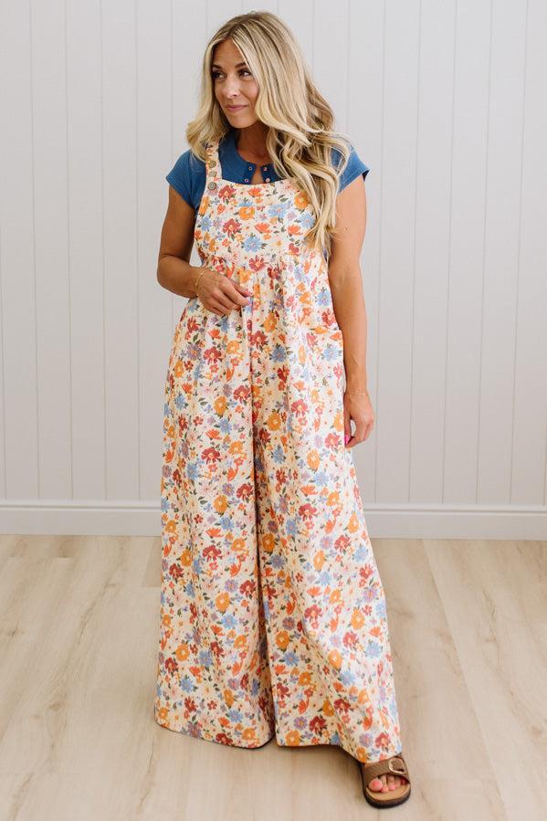 Sunset Floral Wide Leg Overalls – RubyClaire Boutique