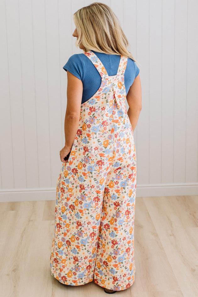 Sunset Floral Wide Leg Overalls – RubyClaire Boutique
