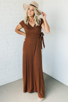  Surplice Ribbed Sweater Maxi Dress
