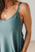 Blonde woman wearing a Mini Dress With Built-in Romper Liner.