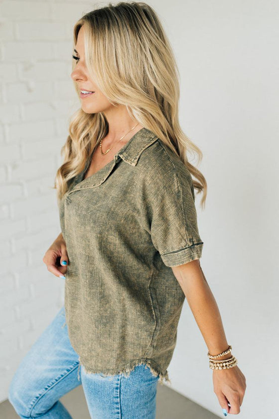 Sydney Wash Linen Collar Top