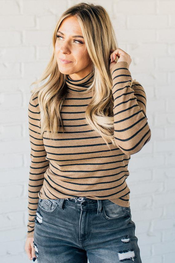 Tate Striped Turtleneck Top