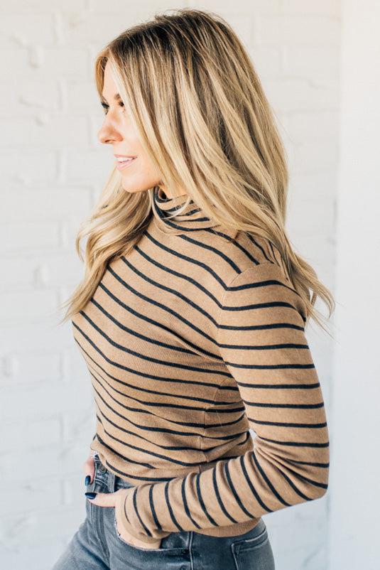 Tate Striped Turtleneck Top