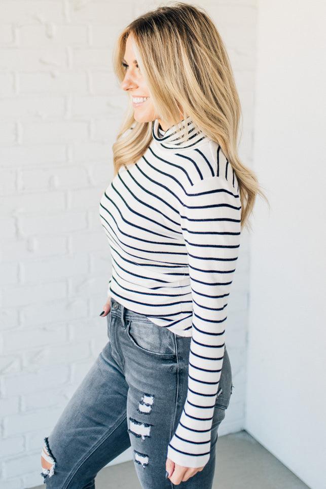 Tate Striped Turtleneck Top