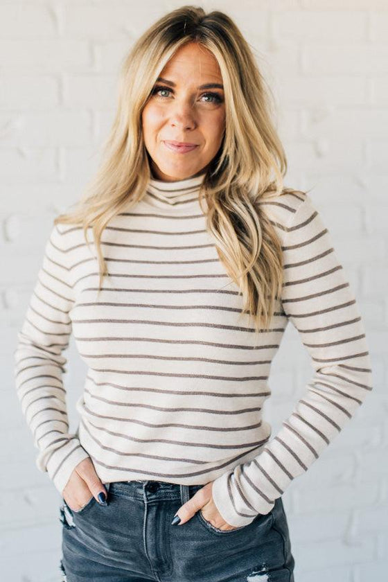 Tate Striped Turtleneck Top