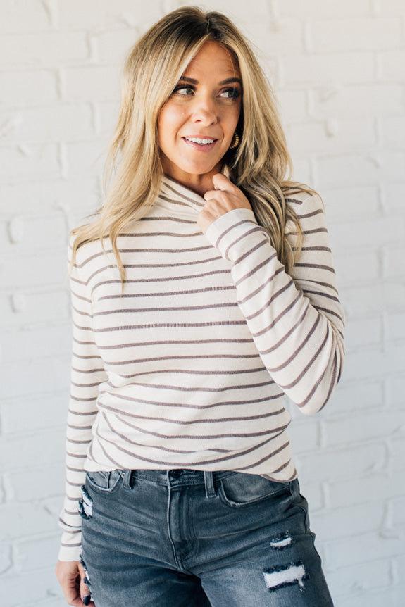 Tate Striped Turtleneck Top