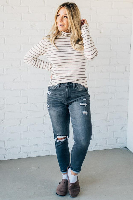 Tate Striped Turtleneck Top