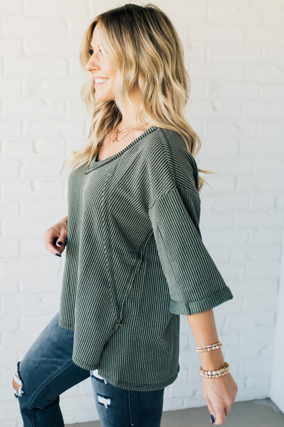 Tessa Corded 3/4 Sleeve Top