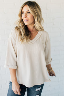  Tessa Corded 3/4 Sleeve Top