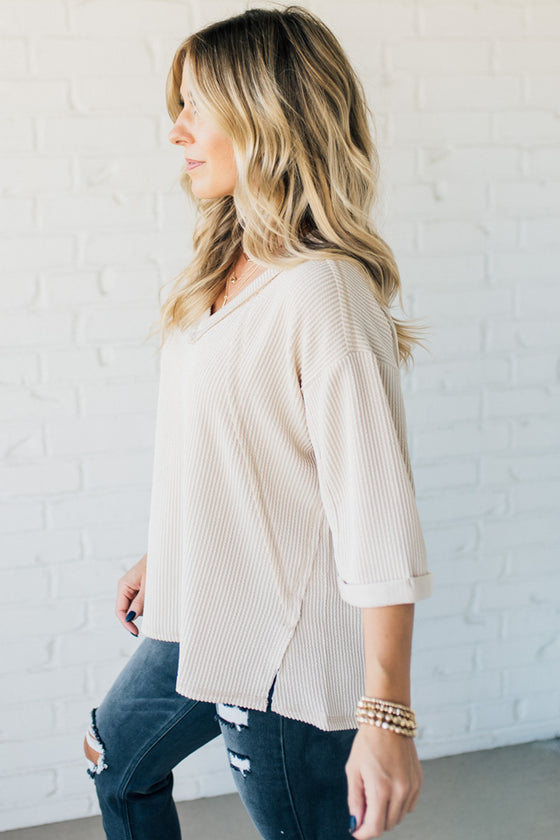 Tessa Corded 3/4 Sleeve Top