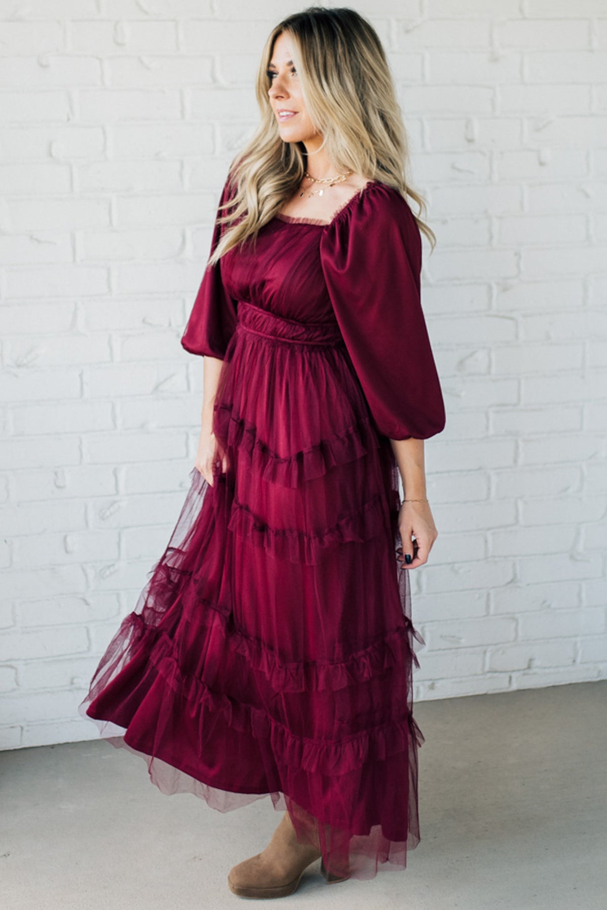 Tessa Puff Sleeve Tiered Dress main image 1