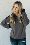 Textured Contrast Knit Pullover