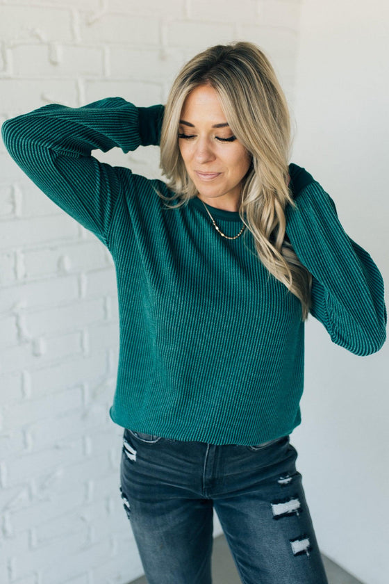 Textured Contrast Knit Pullover