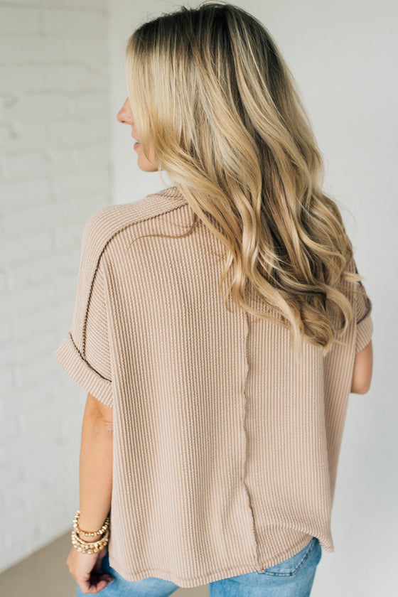 Textured Cuff Sleeve Top