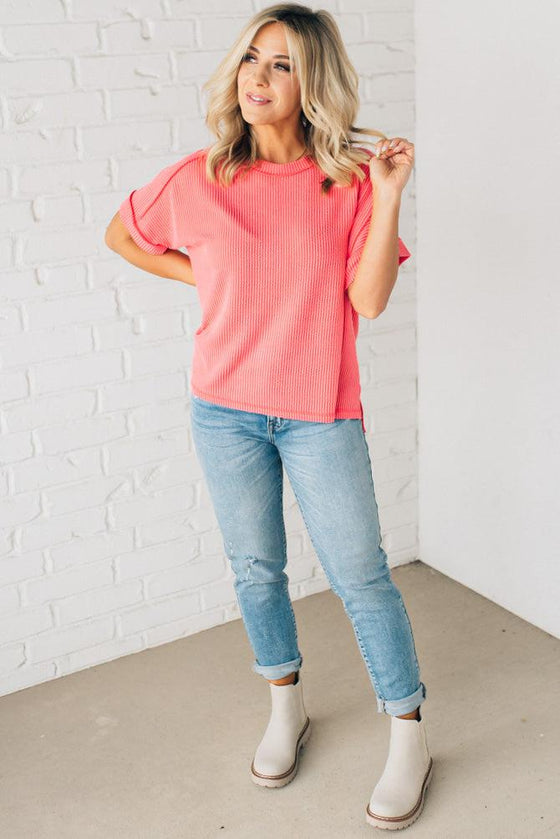 Textured Cuff Sleeve Top