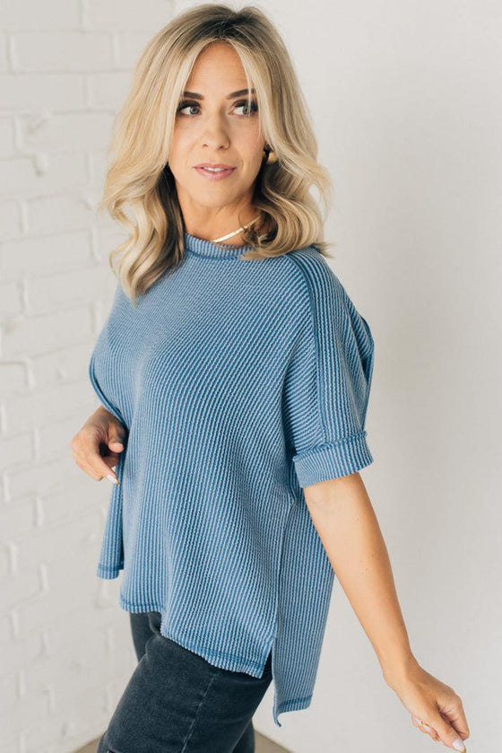 Textured Cuff Sleeve Top