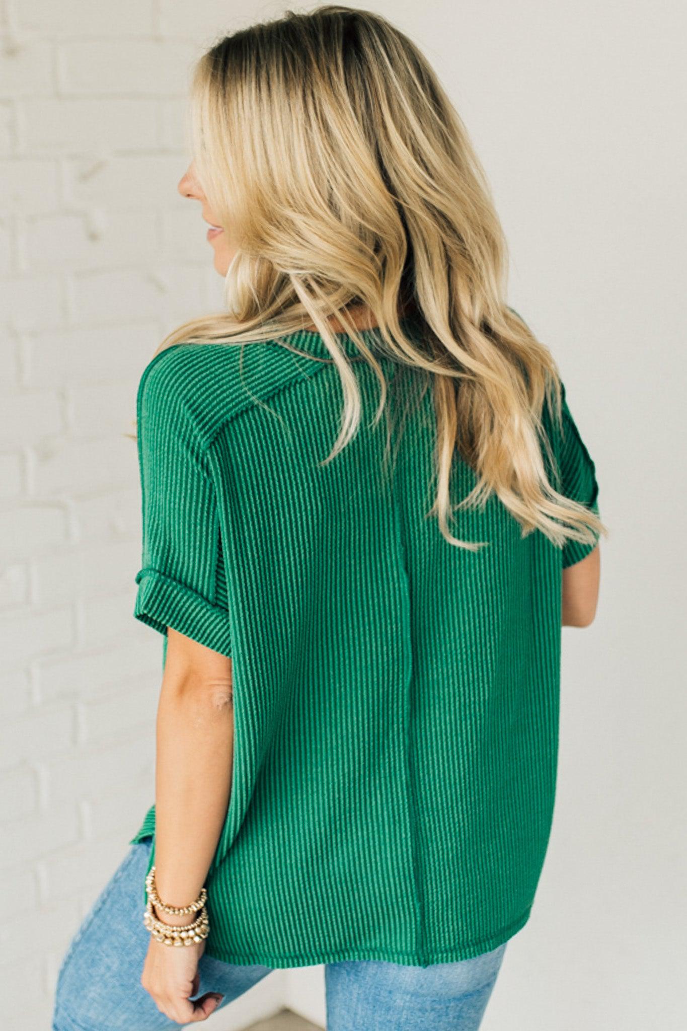 Textured Cuff Sleeve Top