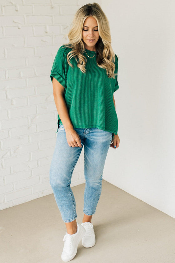 Textured Cuff Sleeve Top