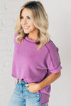 Textured Cuff Sleeve Top