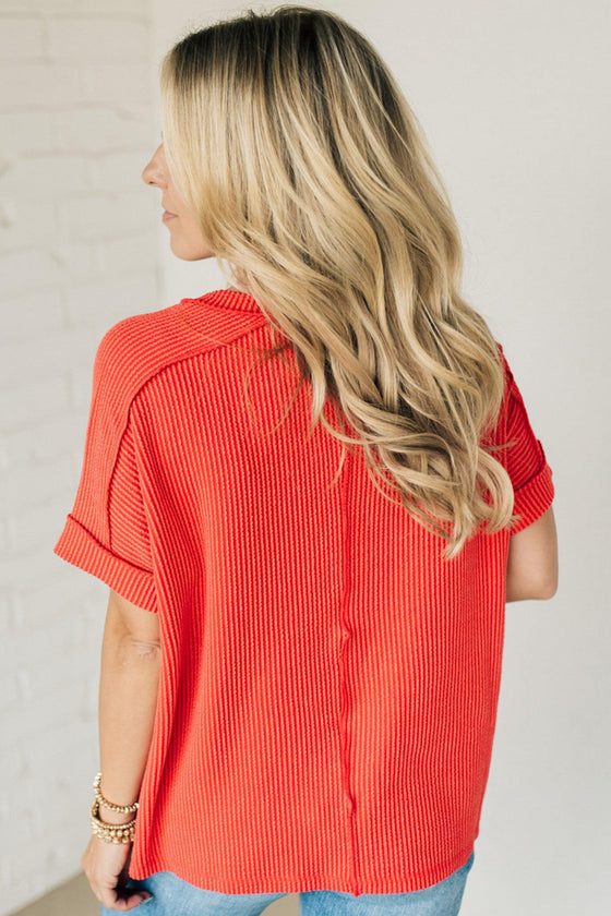 Textured Cuff Sleeve Top