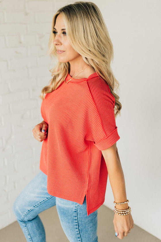 Textured Cuff Sleeve Top