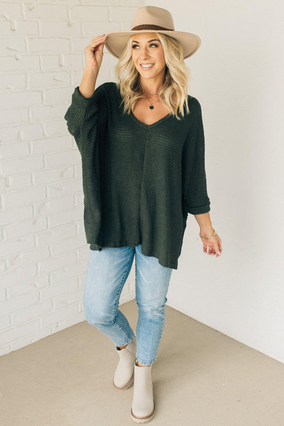 Textured Knit Dolman Sweater