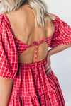Tie Back Grid Mini Dress