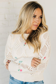  Tiny Stems Pointelle Sweater