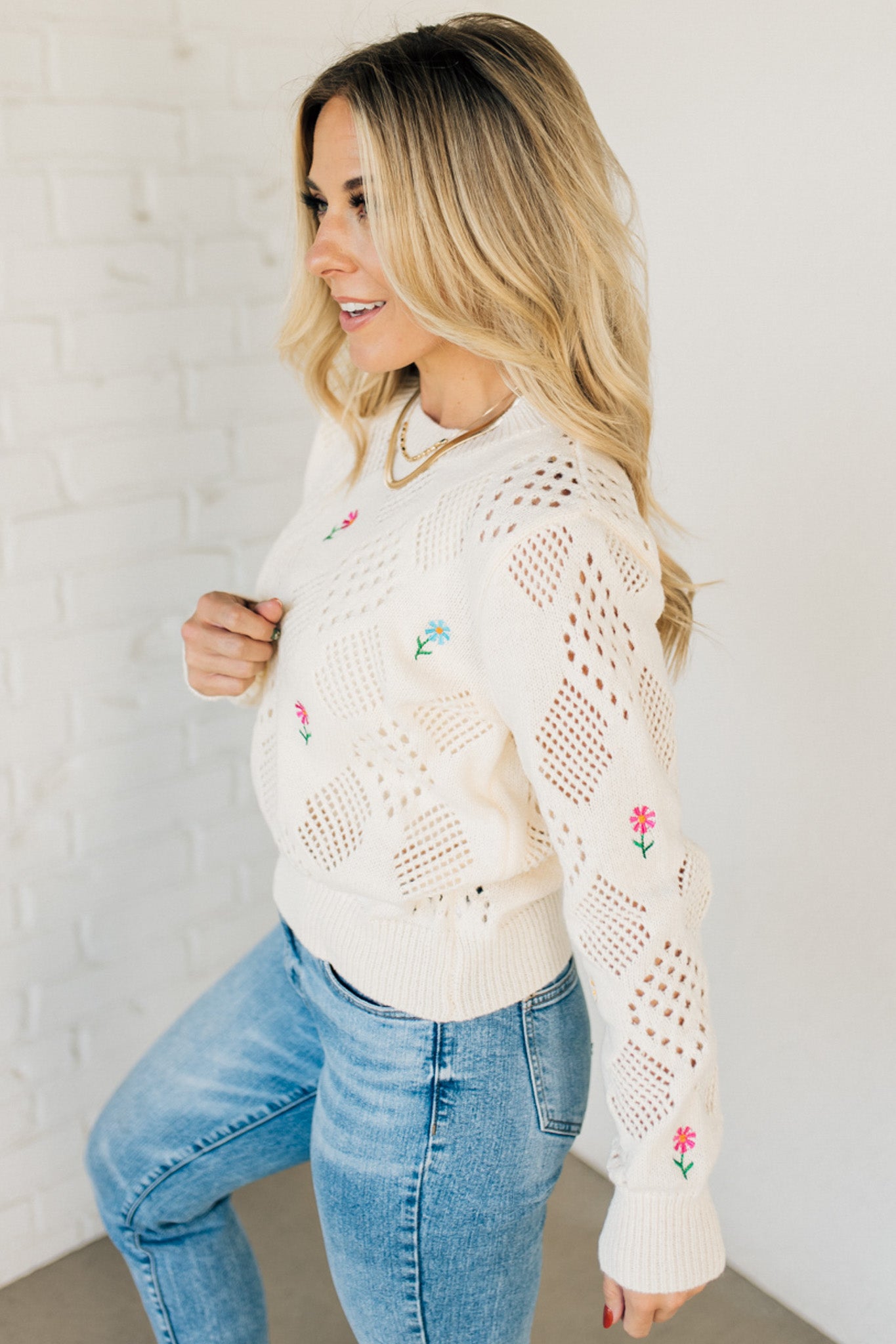 Tiny Stems Pointelle Sweater