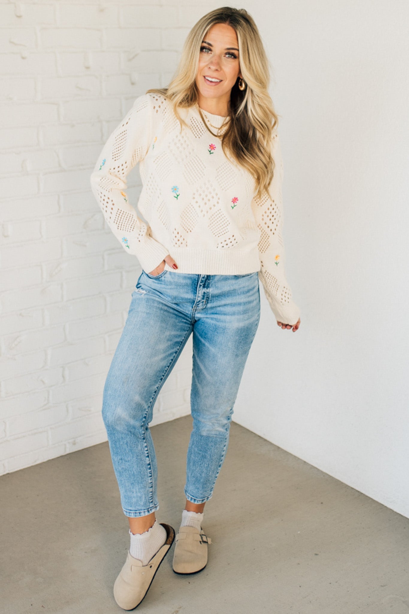 Tiny Stems Pointelle Sweater