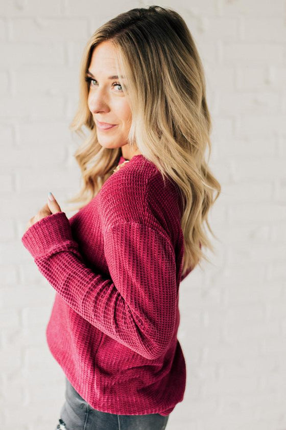 Waffle Knit Chenille Sweater