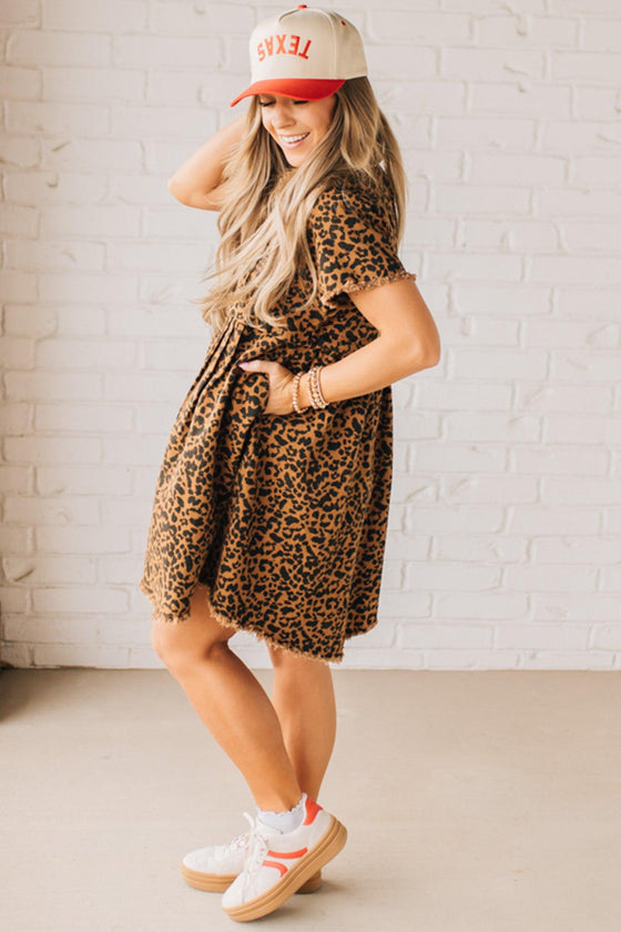 Wild Wish Leopard Denim Dress