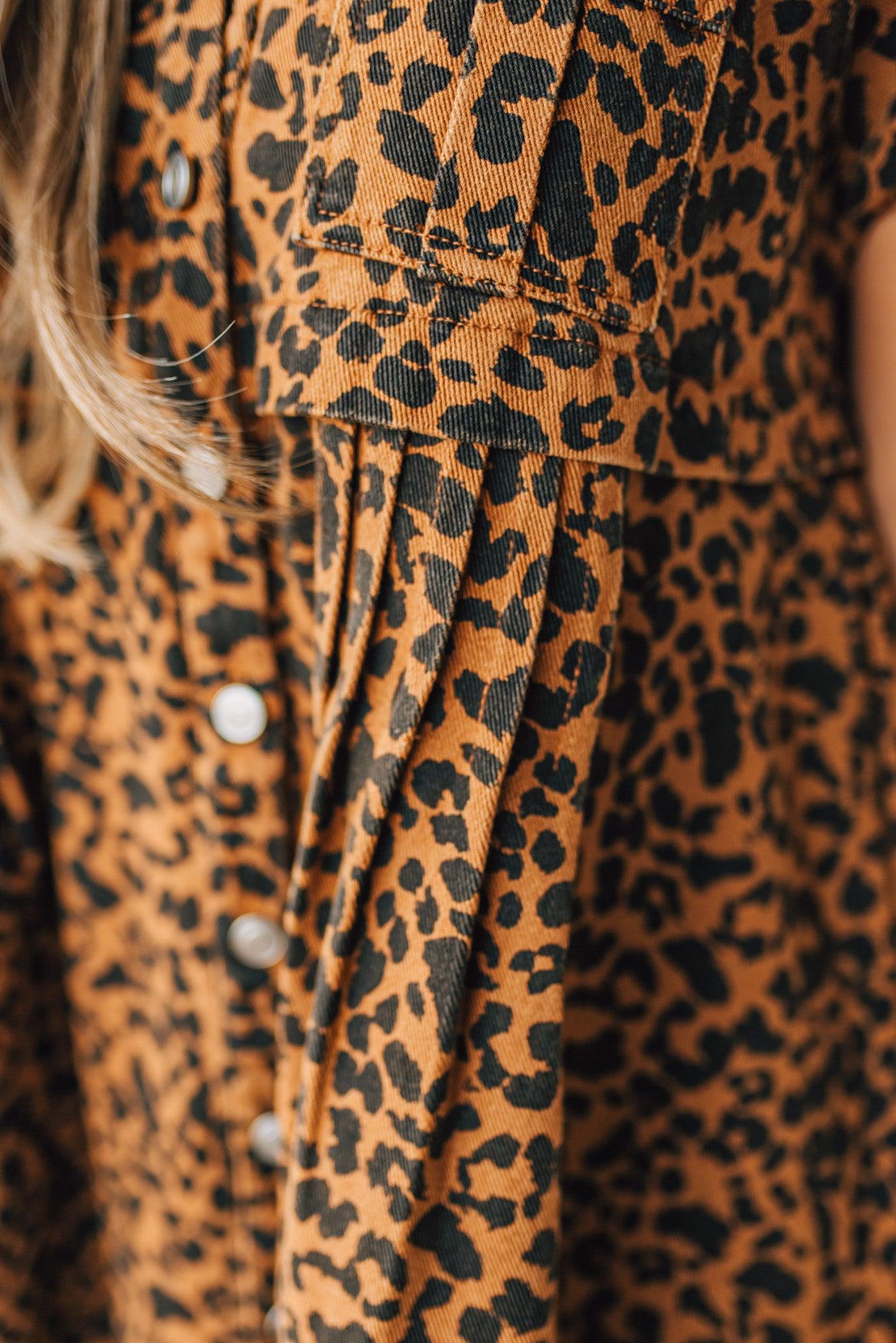 Wild Wish Leopard Denim Dress