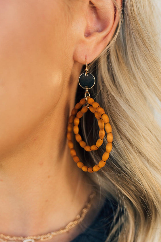 Wood Beaded Double Hoops