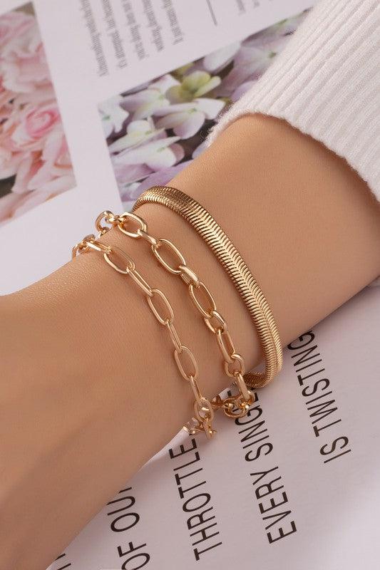 Herringbone Chain Layered Bracelet