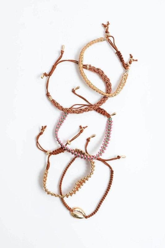 Individual Bead + Leather Layered Bracelets