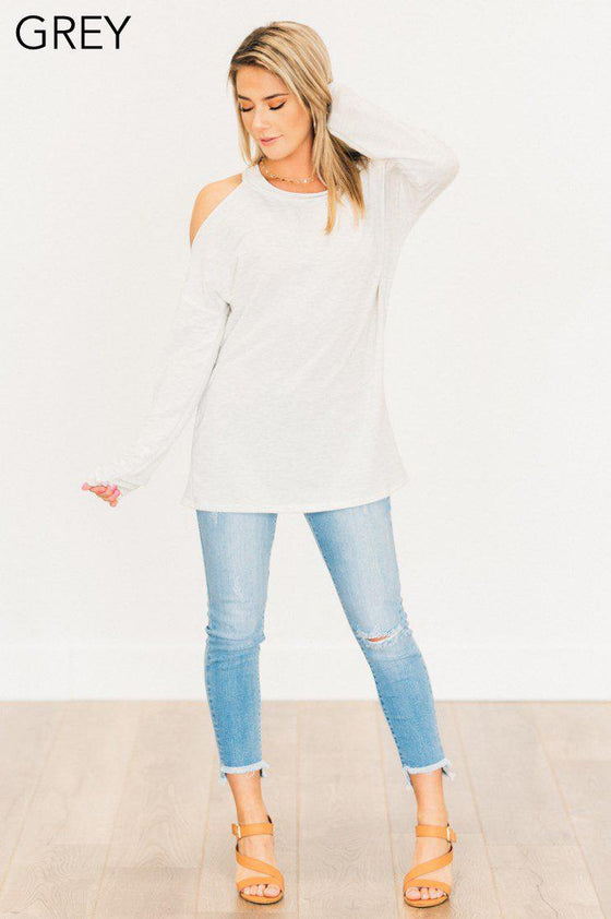 One Sided Cold Shoulder Top | Clearance