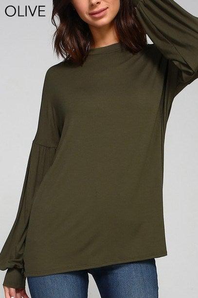 Jersey Balloon Sleeve Tops