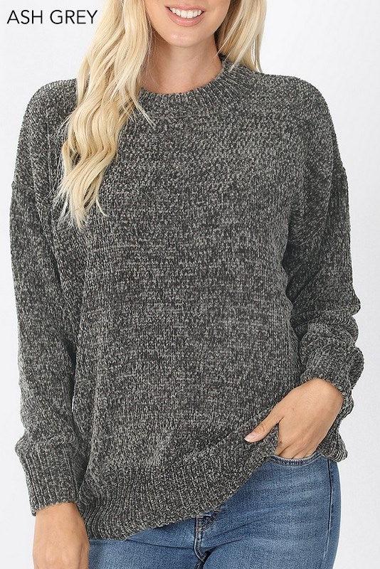 Round Neck Chenille Sweaters | Clearance