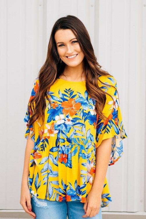Tropical Print Top
floral-print-babydoll-tropical-themed-top