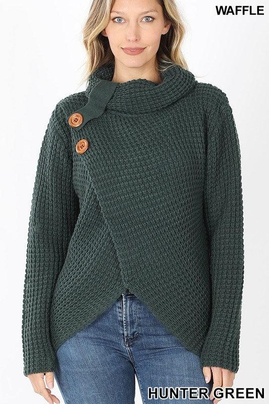 Button Detail Cowl Sweater | Clearance