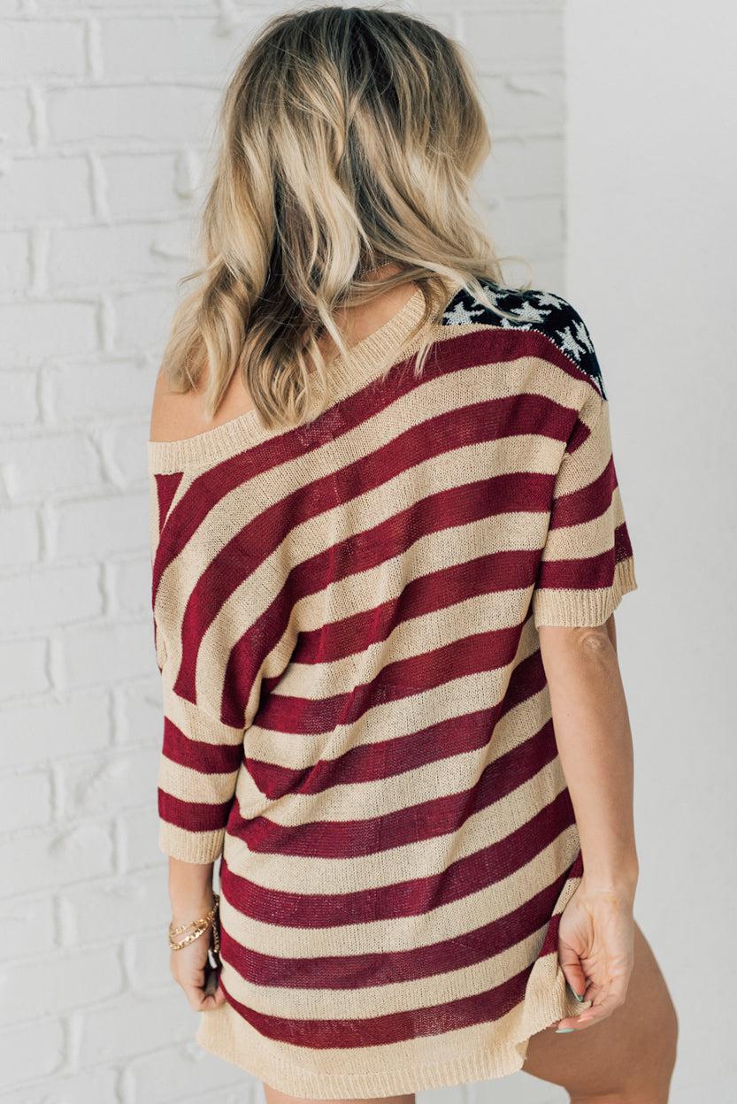 American Flag Loose Fit Sweater