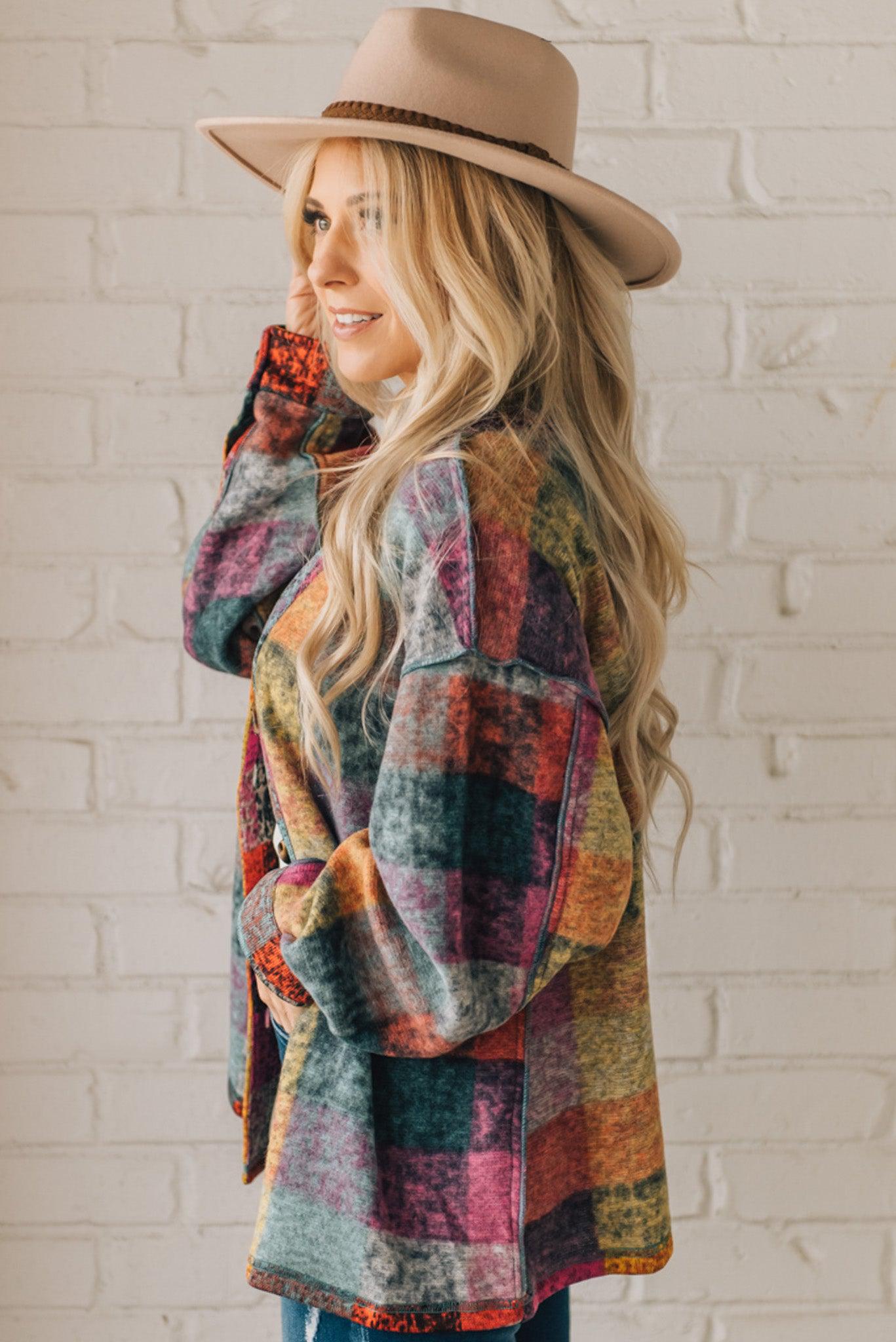 Brushed Multi Check Cardigan