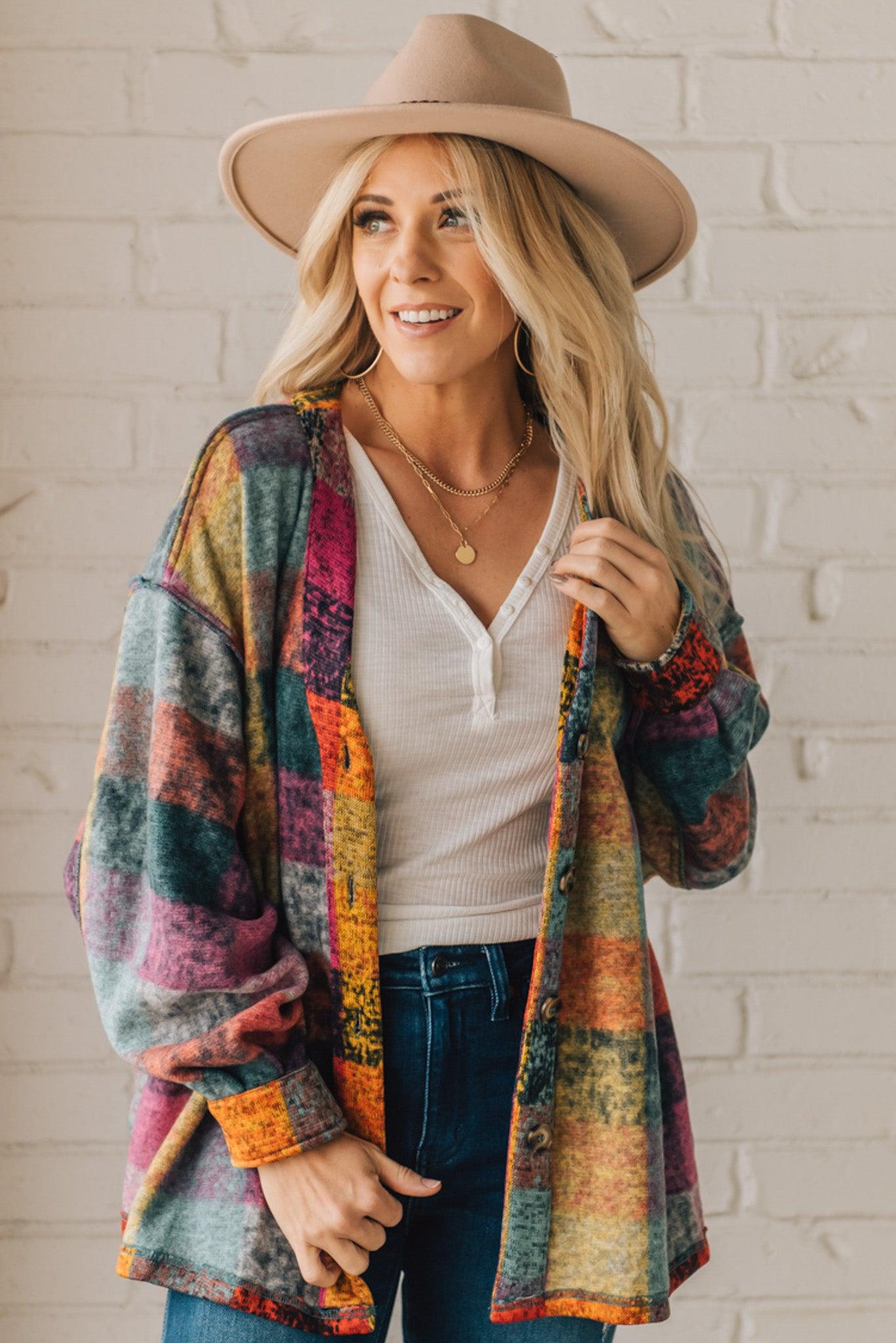 Brushed Multi Check Cardigan