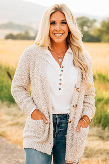  Button Front Popcorn Cardigan
