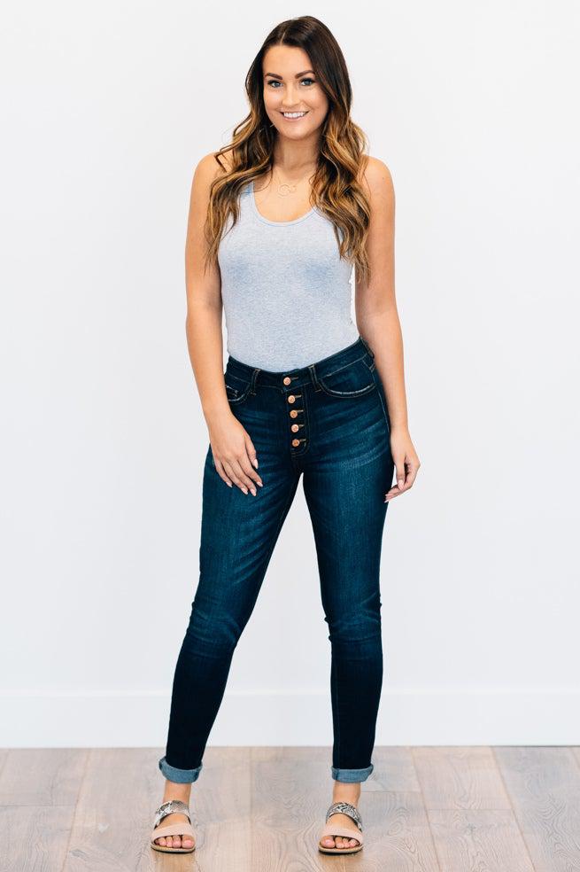 Cassidy Button Fly Jeans
dark-wash-denim-jeans-button-fly-pants-kancan