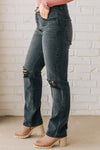 Cara Wide Leg Distressed Black Jeans