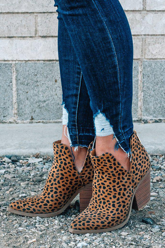 Chrissy Leopard Ankle Booties